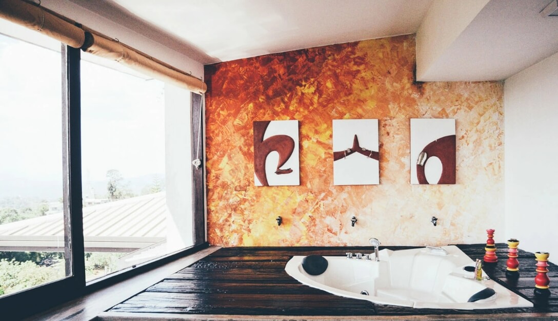 Jacuzzi with scenic nature views at Theva Residency Kandy suite