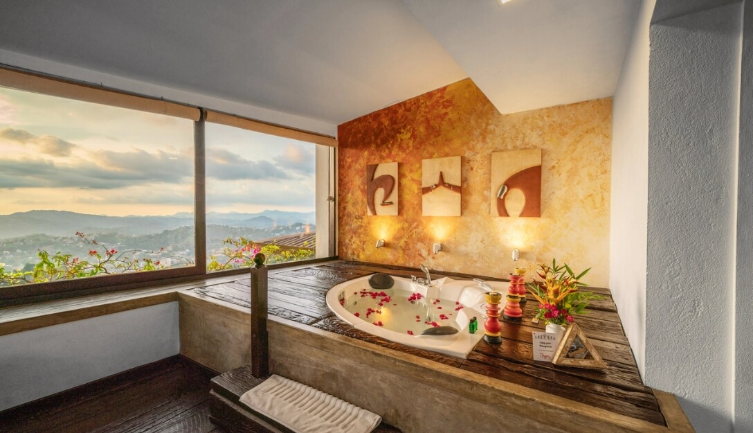 Relaxing jacuzzi with natural views at Theva Residency Kandy