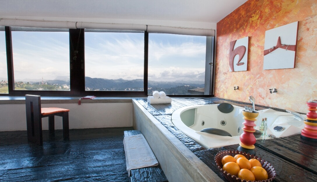Relaxing jacuzzi experience in Theva Residency Kandy luxurious suite