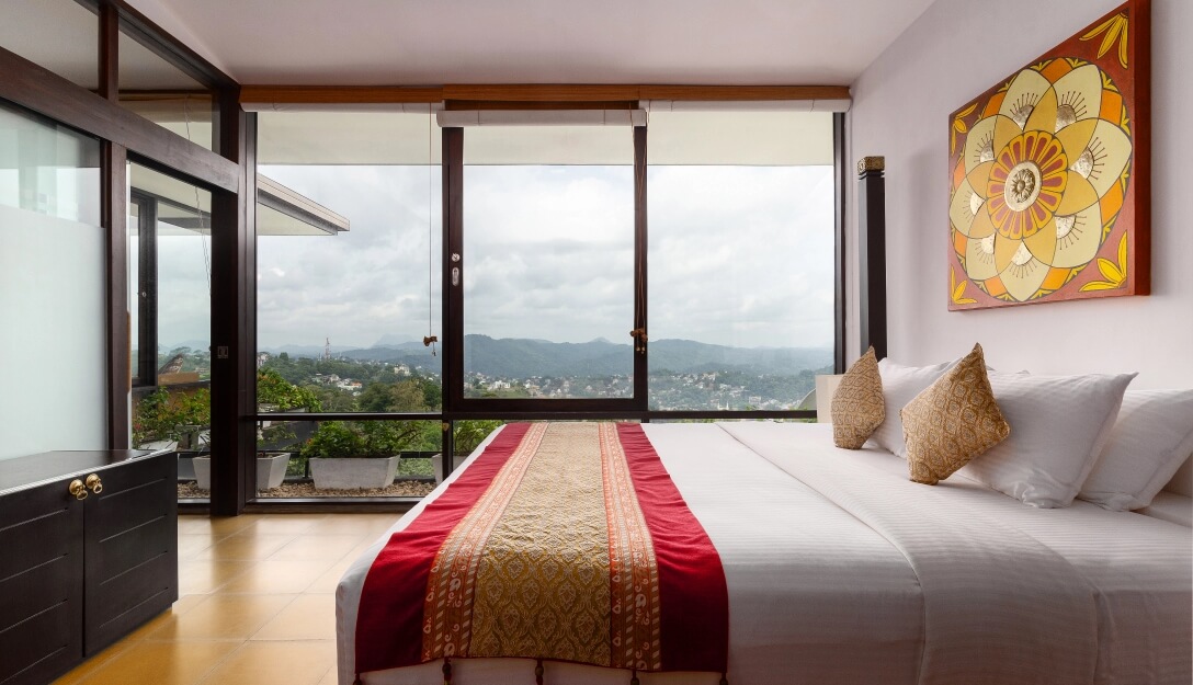 Scenic Kandy city views from the Penthouse at Theva Residency